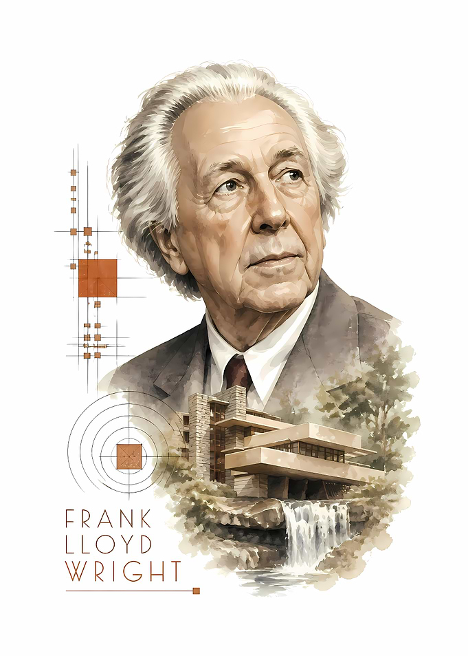 Frank Lloyd Wright Portrait and Architecture