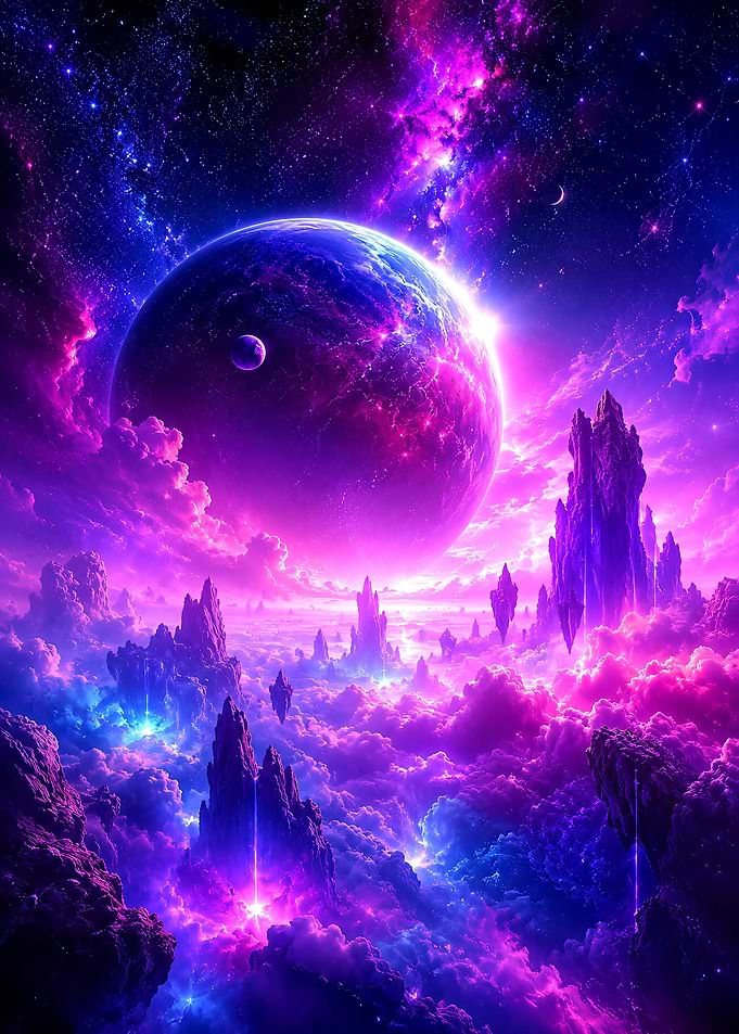 Ethereal Purple Alien Planet Landscape