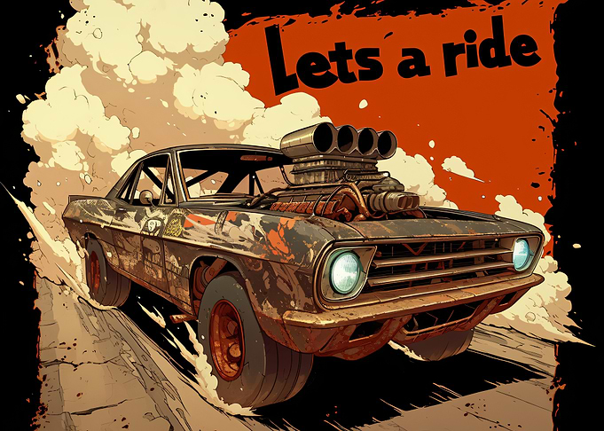 Lets a ride muscle car illustration