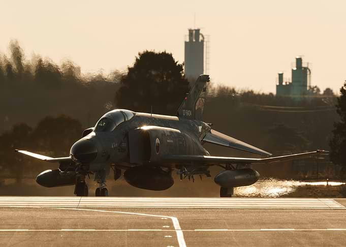 F-4 Phantom Fighter Jet Taxiing at Sunrise