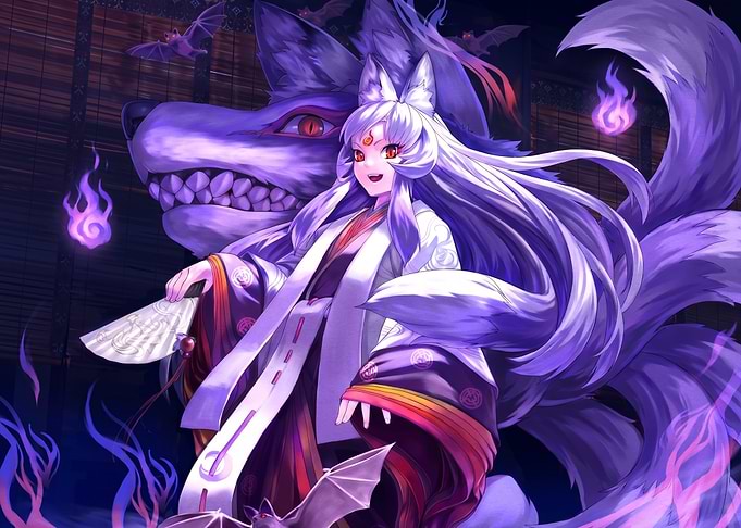 Kitsune Spirit with Nine Tails