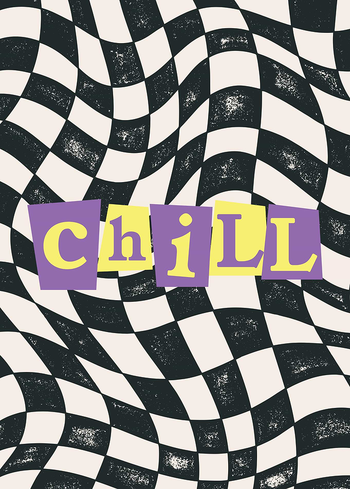 Retro Wavy Checkerboard Chill Poster