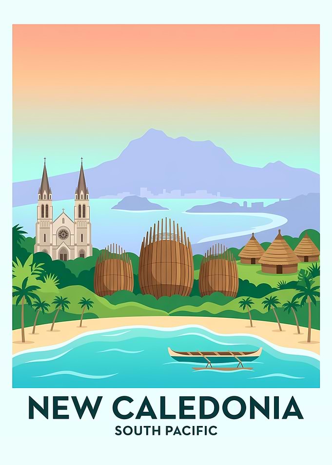 New Caledonia South Pacific Travel Poster