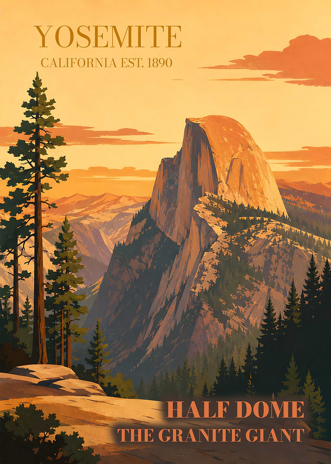 Half Dome Yosemite Sunset Poster