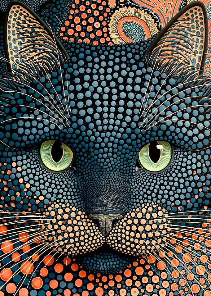 Pointillist Portrait of a Cat