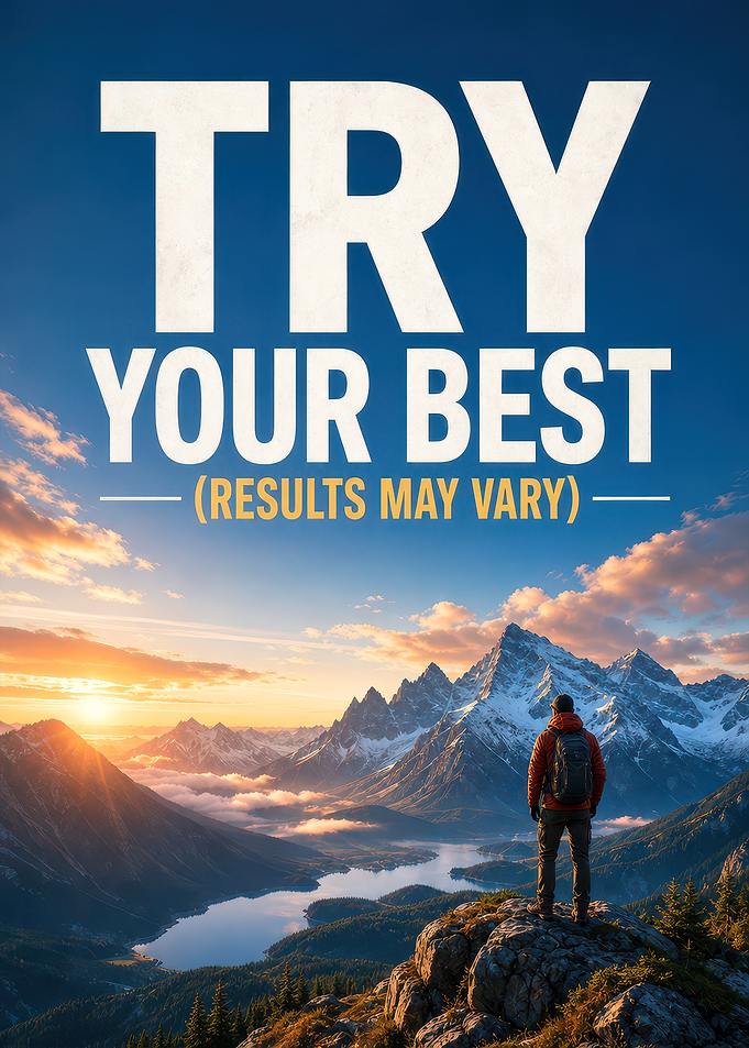 Try Your Best Inspirational Mountain Poster