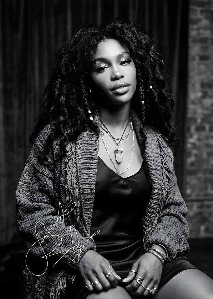 Portrait of SZA in Black and White