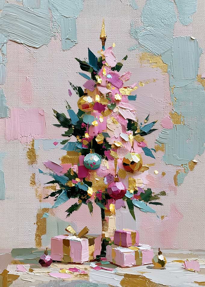 Abstract Impasto Christmas Tree Painting