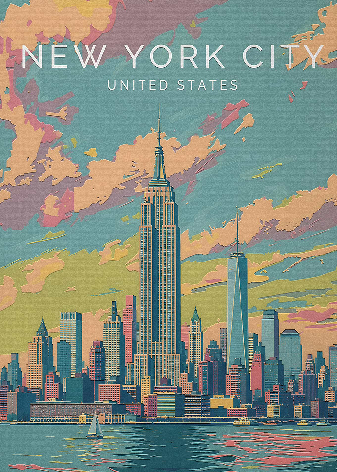 New York City Skyline Travel Poster