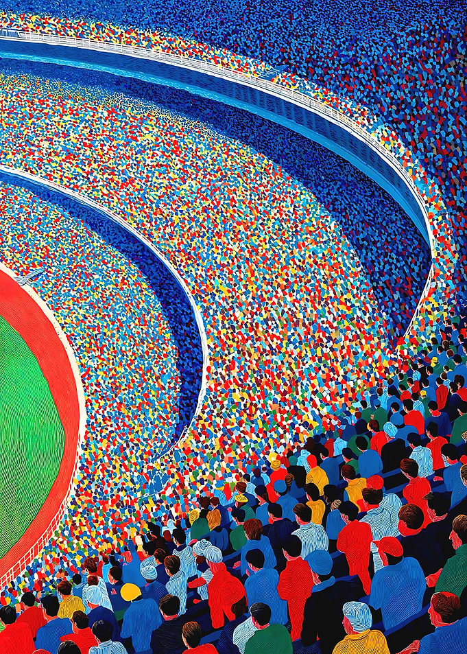Vibrant Stadium Crowd Painting