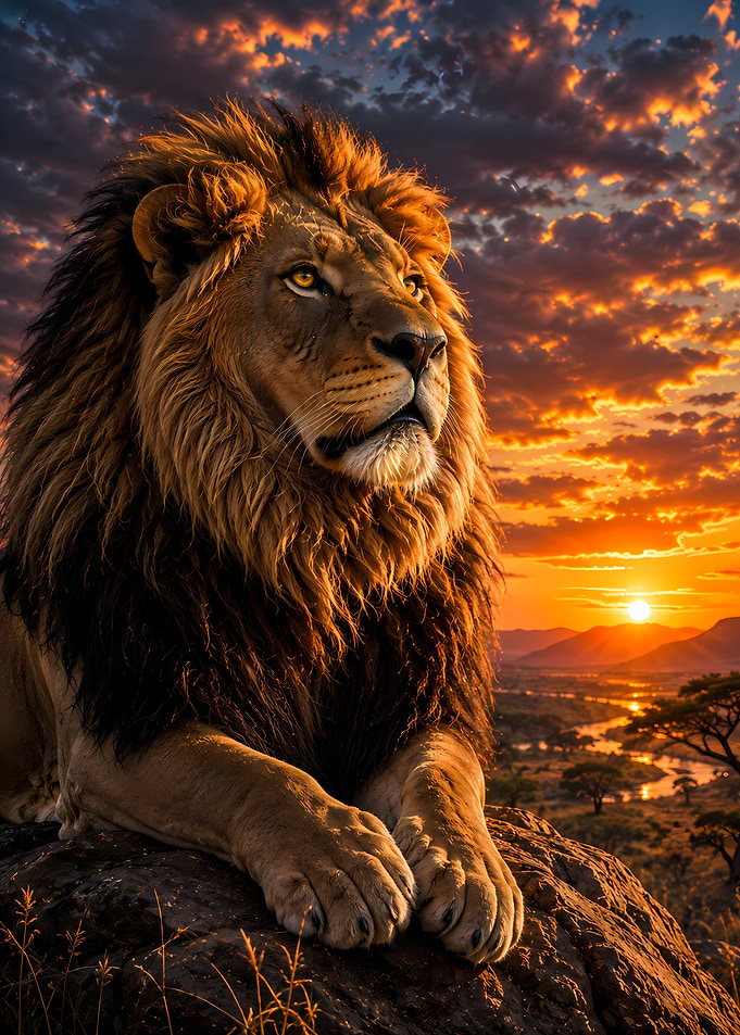 Majestic Lion at Sunset
