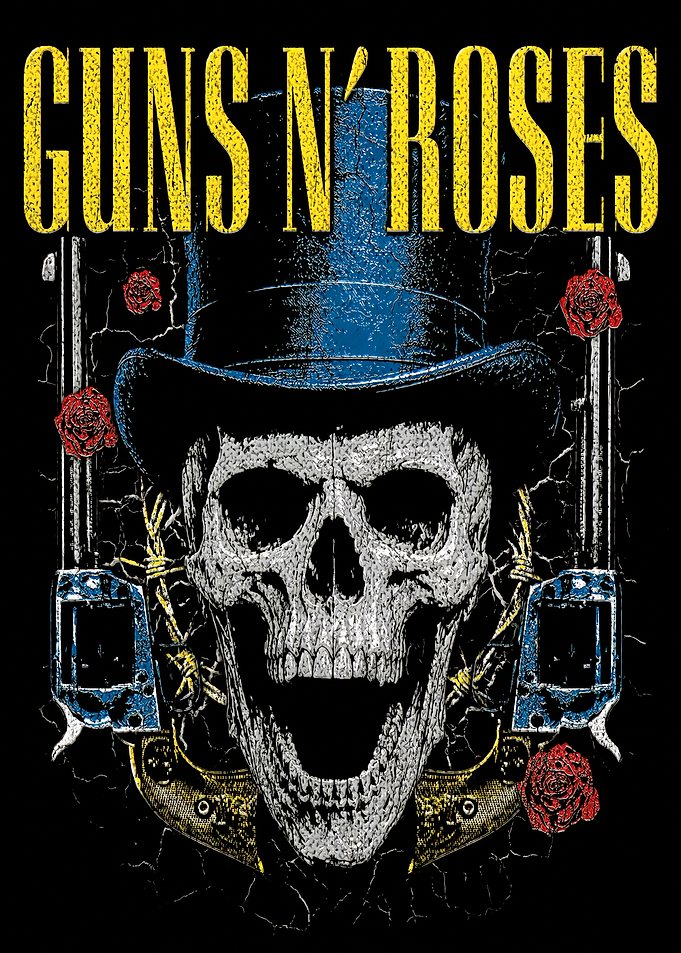 Guns N' Roses Skull Top Hat Graphic