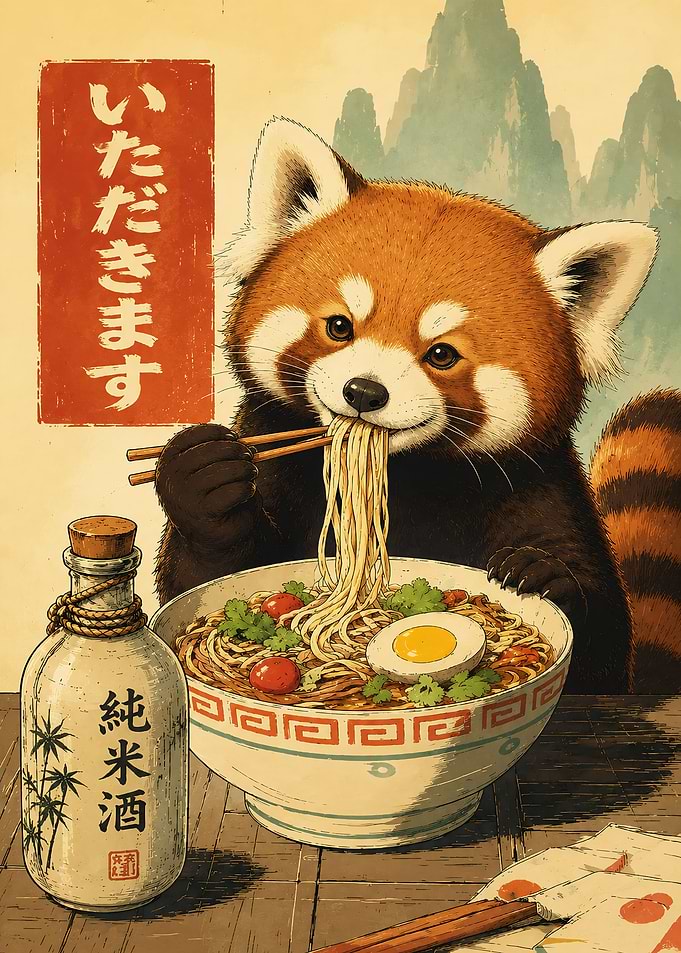 Red Panda Eating Ramen