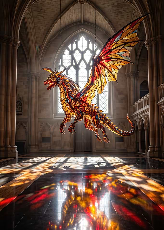 Stained Glass Dragon in Cathedral