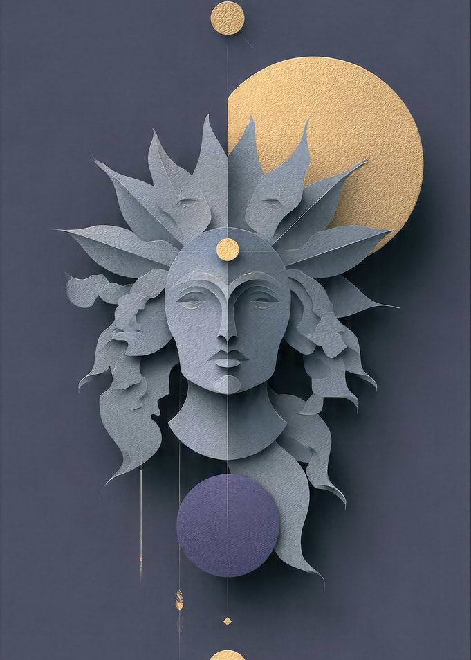 Abstract Celestial Face Paper Art