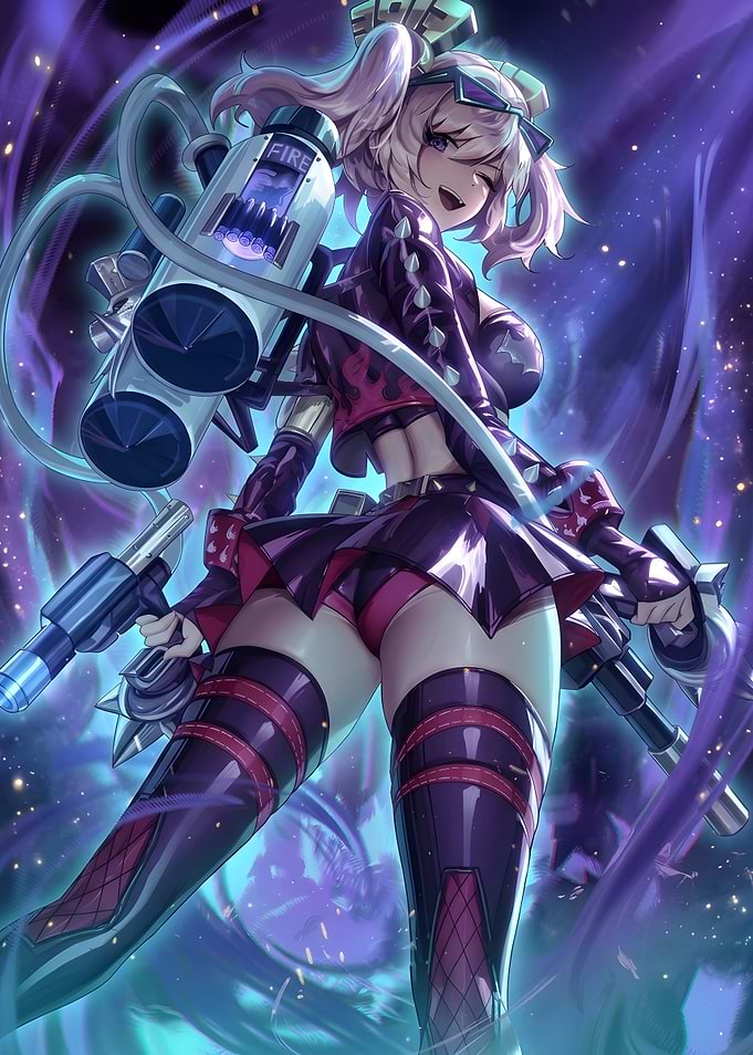 Anime Girl with Futuristic Flamethrower