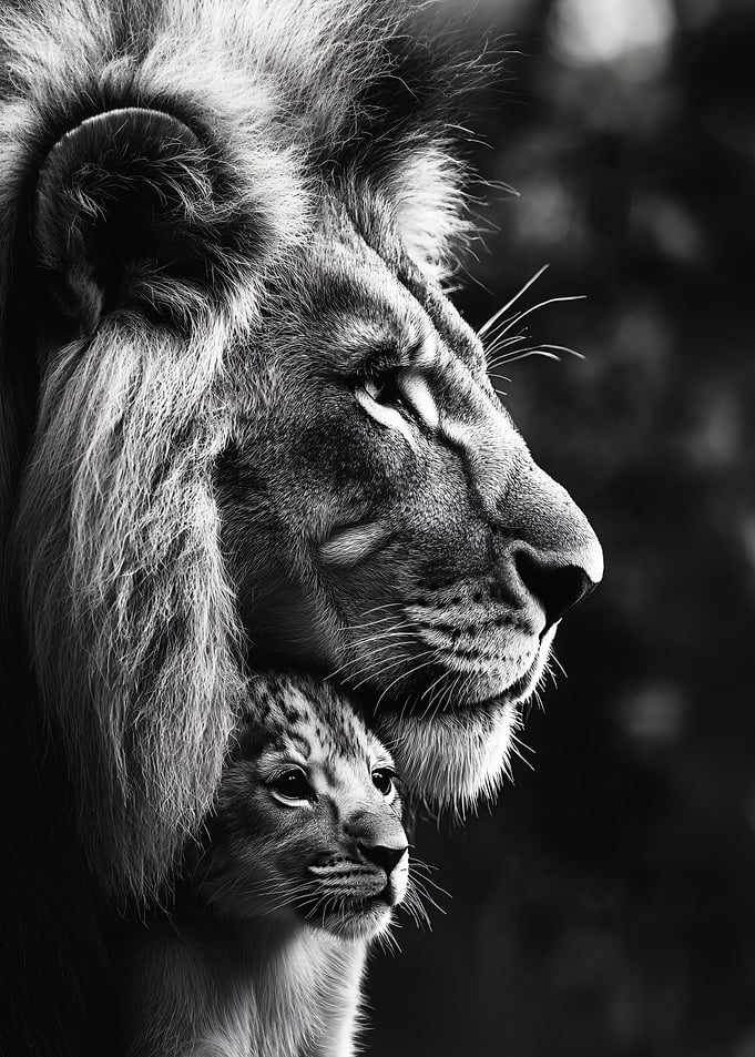 Majestic Lion and Cub Portrait