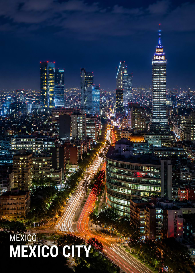 Mexico City Skyline Night View