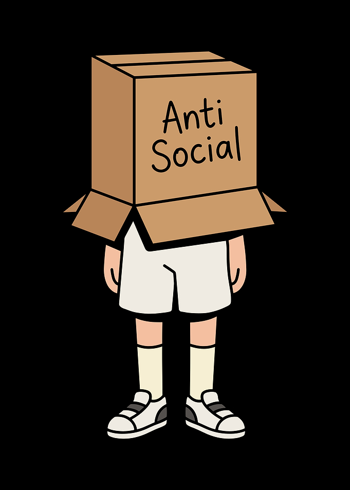 Anti-Social Box Head Character Illustration