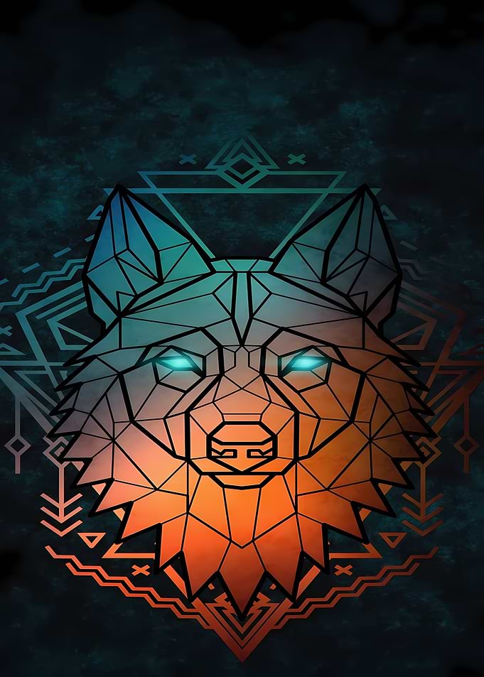 Geometric Wolf Head Digital Art