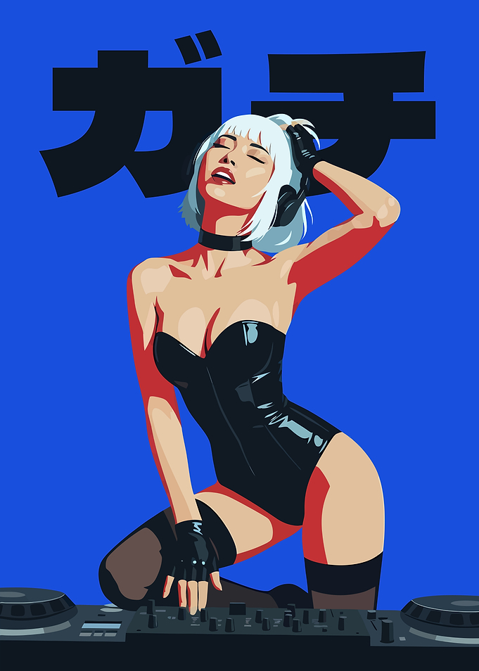 Stylish DJ Girl Pop Art Poster