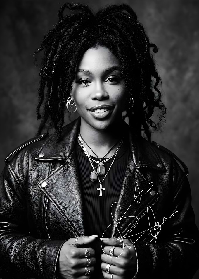 Black and White Portrait of SZA