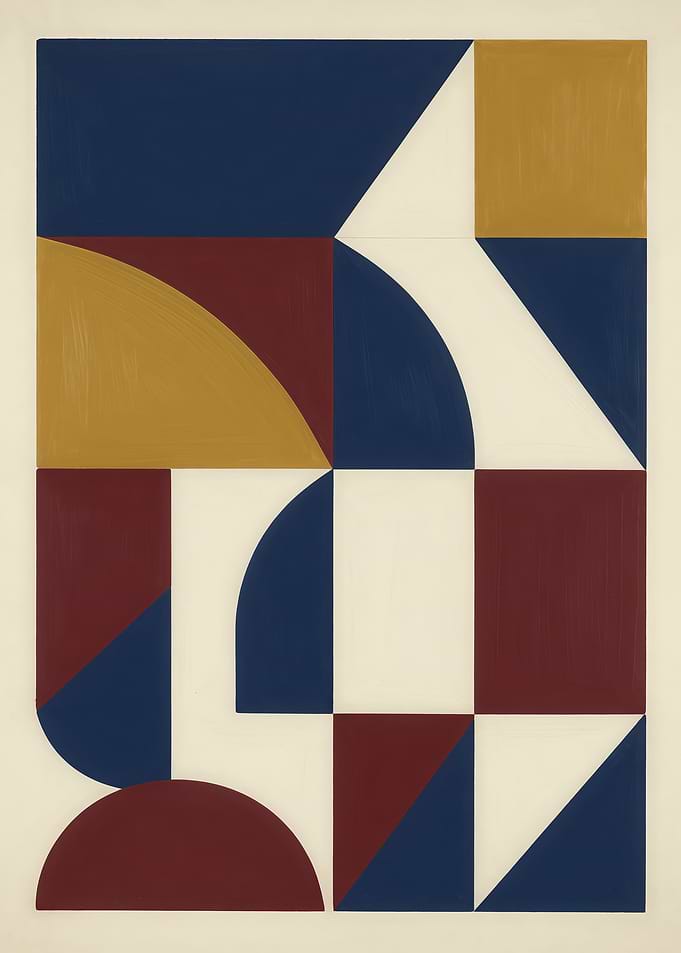 Geometric Abstract Composition in Primary Colors