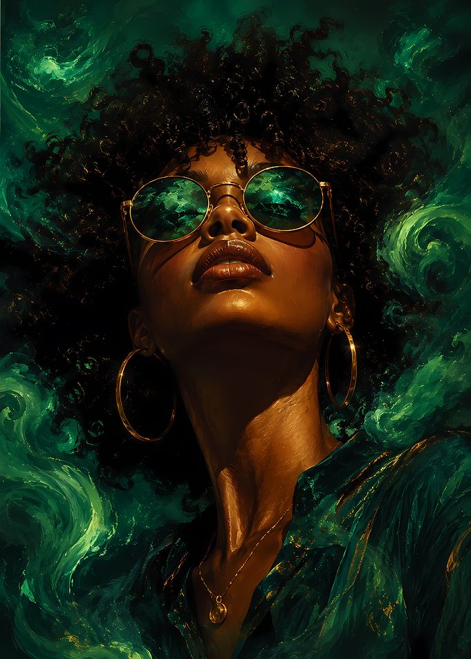 Woman in Emerald Smoke Portrait