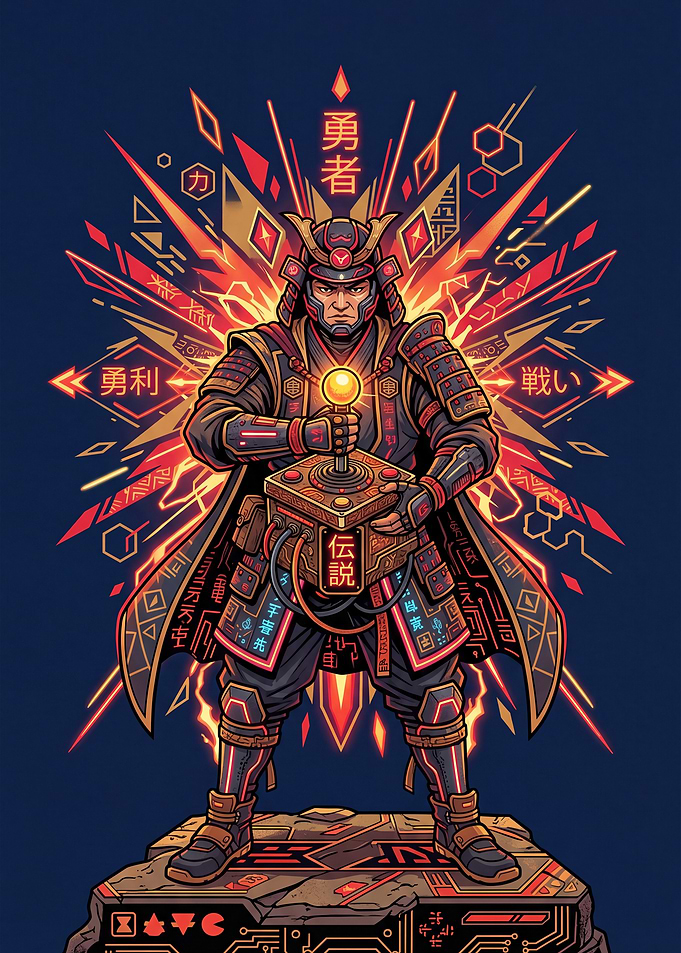 Cyberpunk Samurai Gaming Warrior Illustration