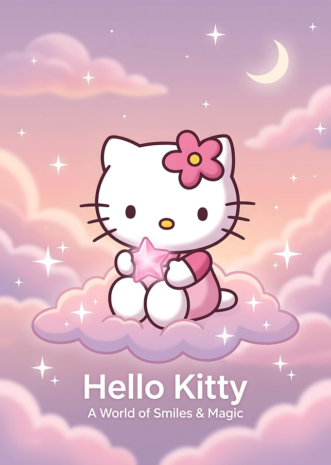 Hello Kitty Sitting on a Cloud