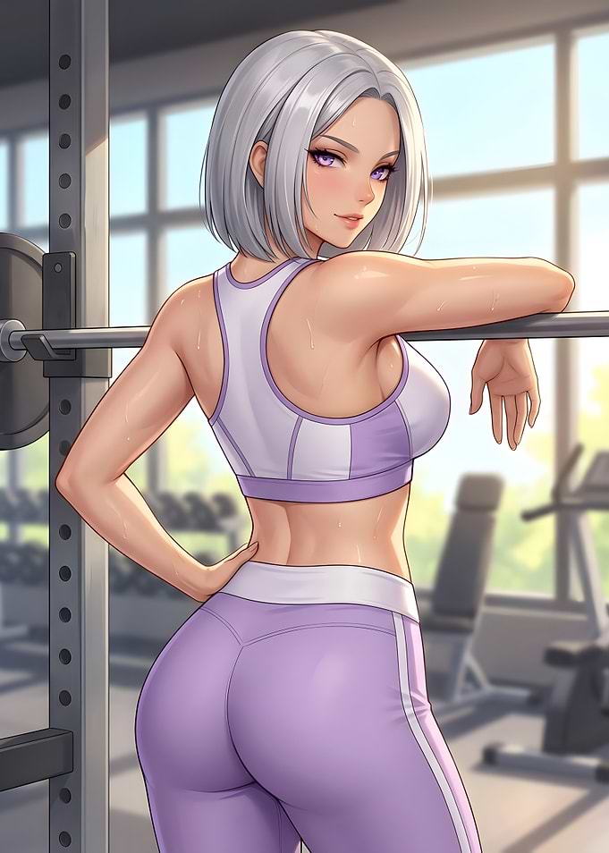 Anime Girl Working Out in Gym