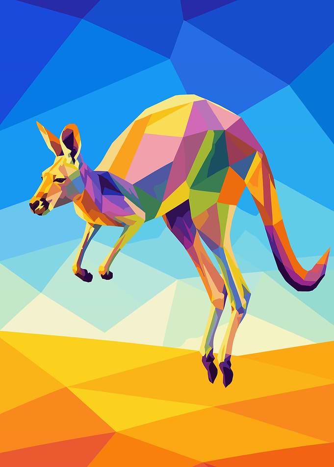 Geometric Low Poly Kangaroo Art