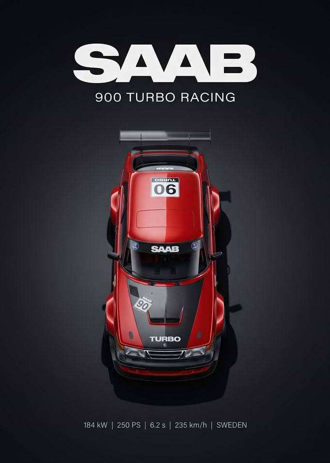 Saab 900 Turbo Racing Poster