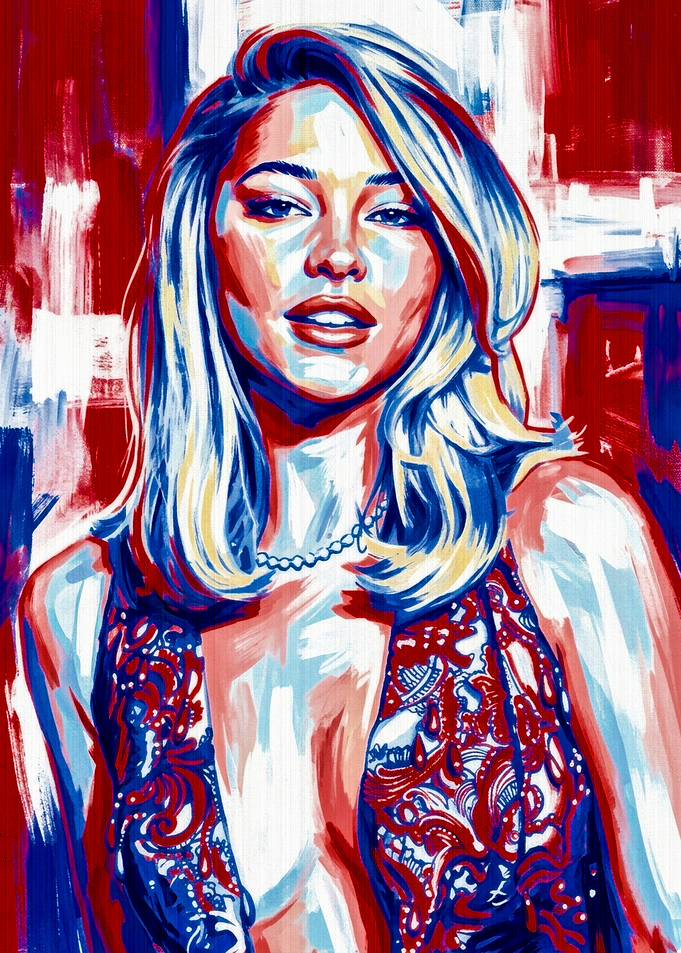 Pop Art Portrait of Blonde Woman