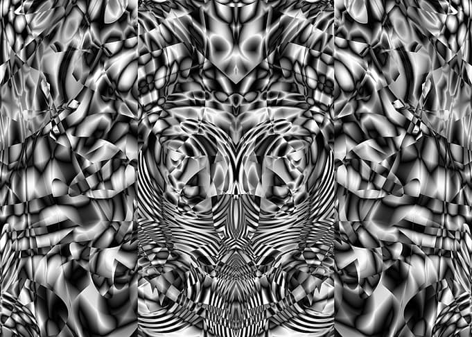 Psychedelic Monochrome Alien Fractal Pattern Digital Abstract Art
