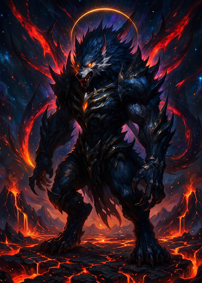 Armored Werewolf in Volcanic Hellscape