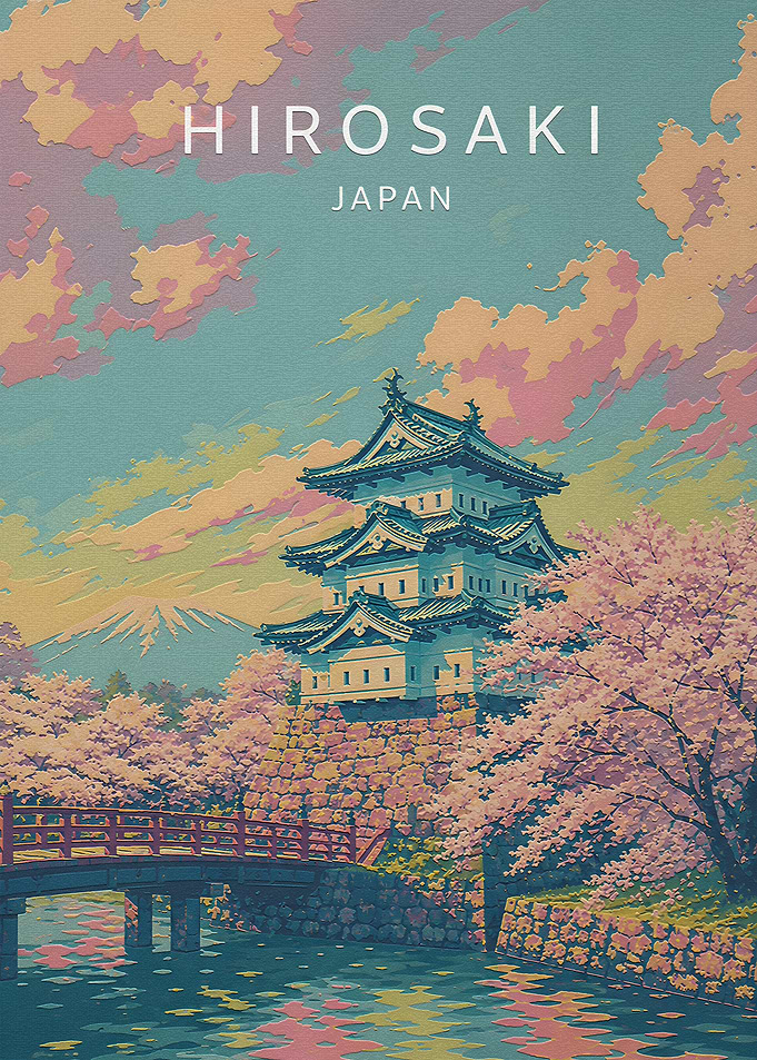 Hirosaki Castle Japan Travel Poster