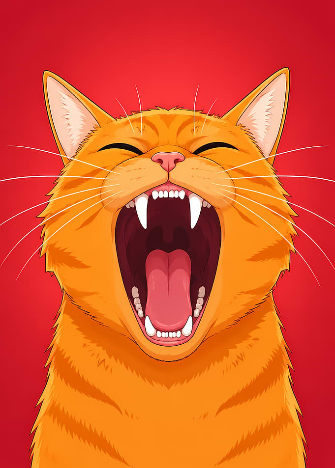Yawning Orange Tabby Cat Illustration