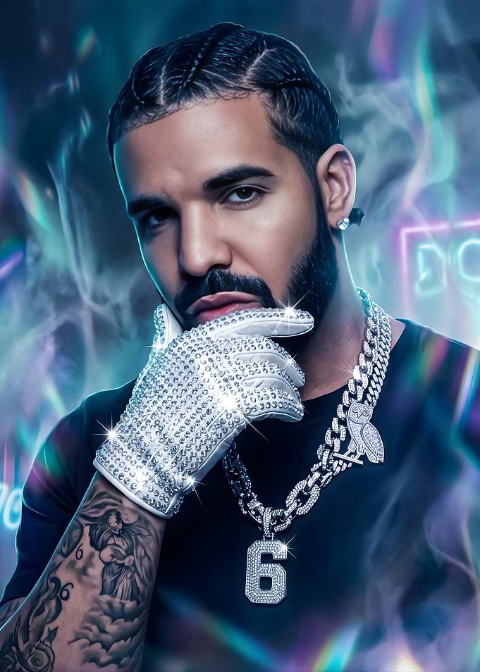 Drake Portrait with Diamond Accessories