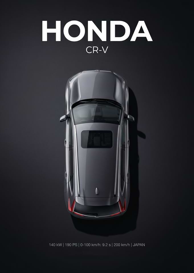 Minimalist Honda CR-V Top View Poster