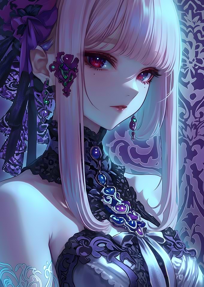 Elegant Anime Girl in Gothic Attire