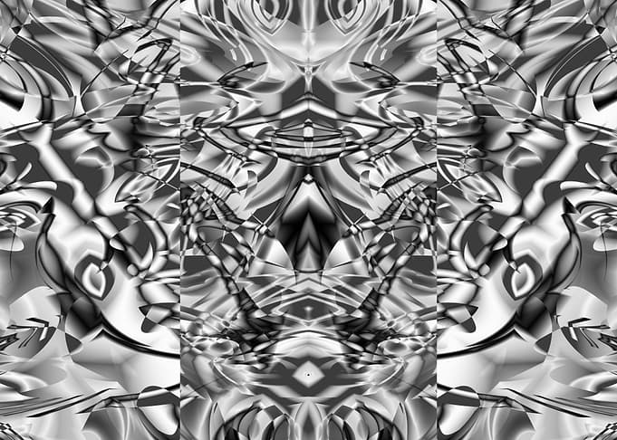 Psychedelic Monochrome Alien Fractal Pattern Digital Abstract Art
