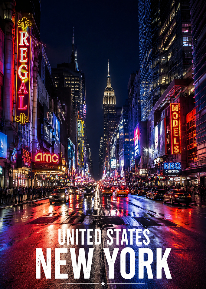 New York City Night Street View