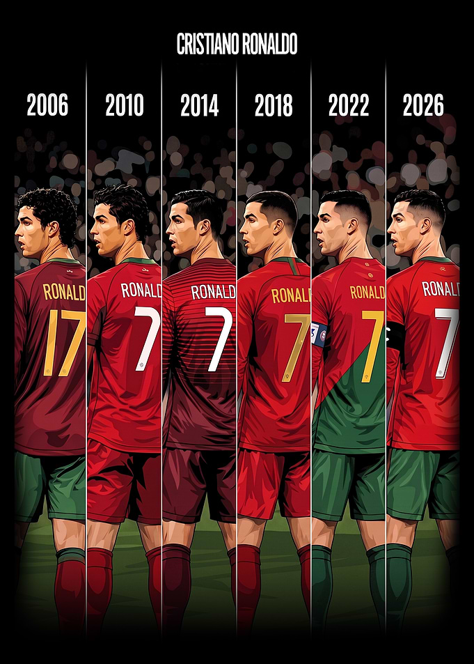 Cristiano Ronaldo World Cup Evolution Poster