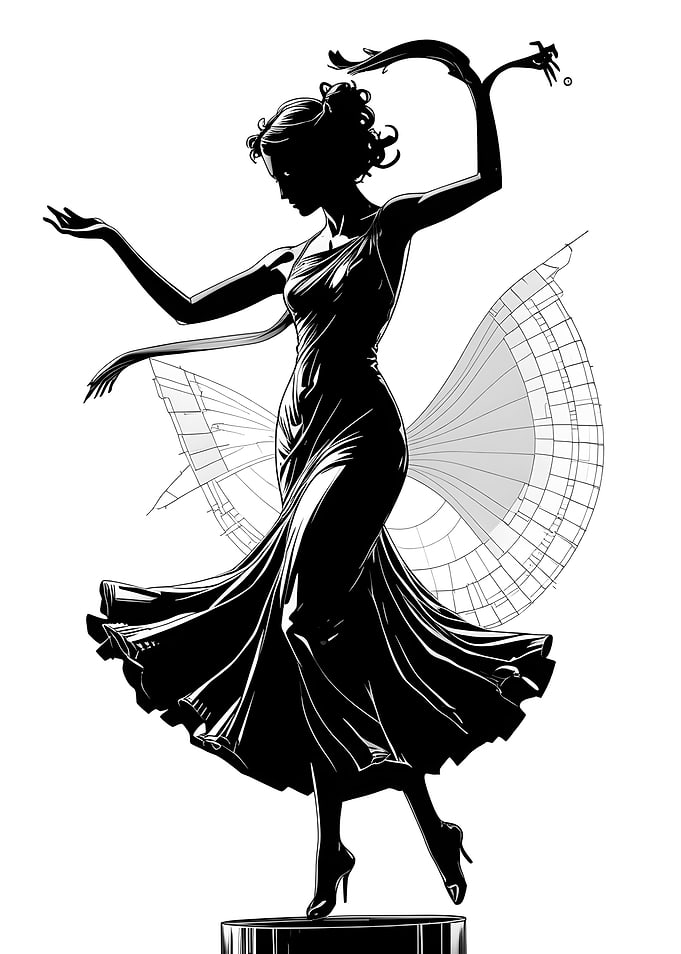 Elegant Silhouette of a Dancing Woman