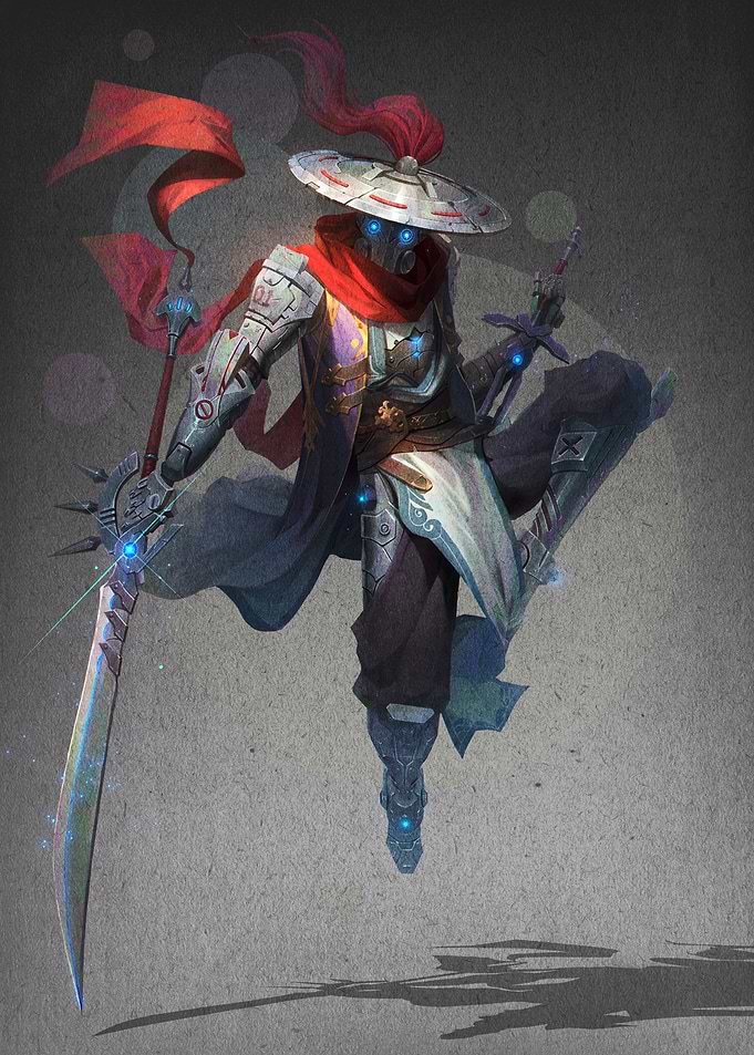 Cybernetic Samurai Warrior in Action
