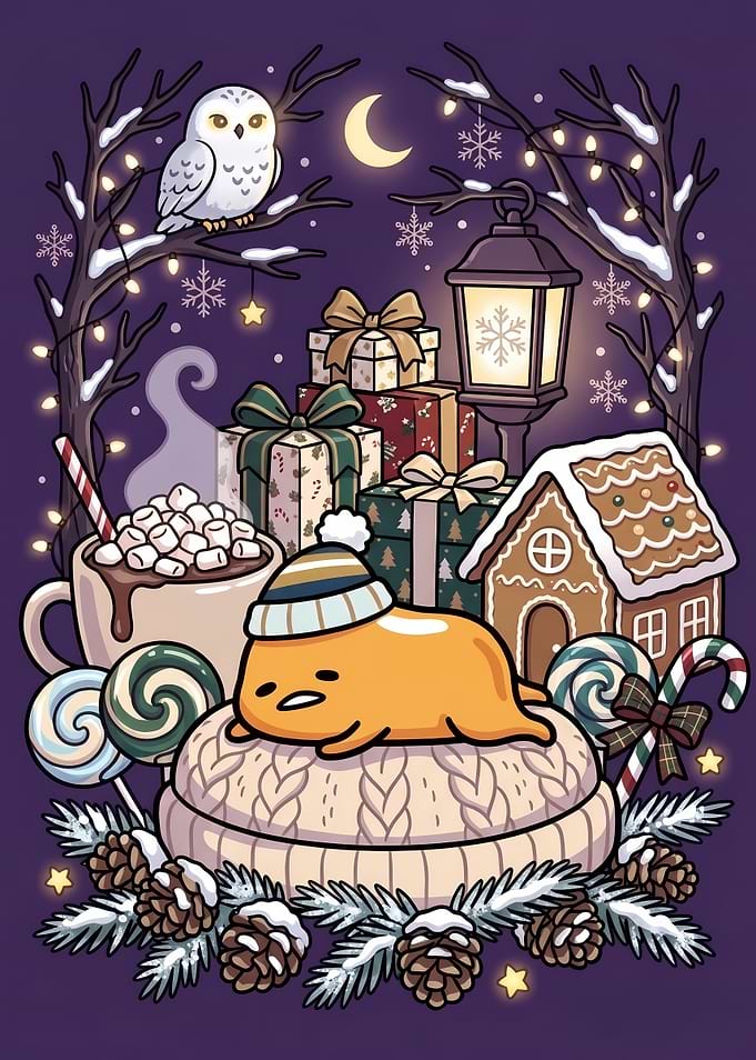 Gudetama Winter Holiday Scene