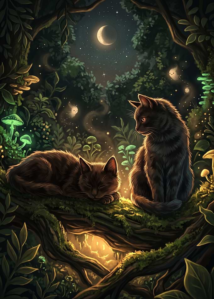 Two Cats in Enchanted Forest