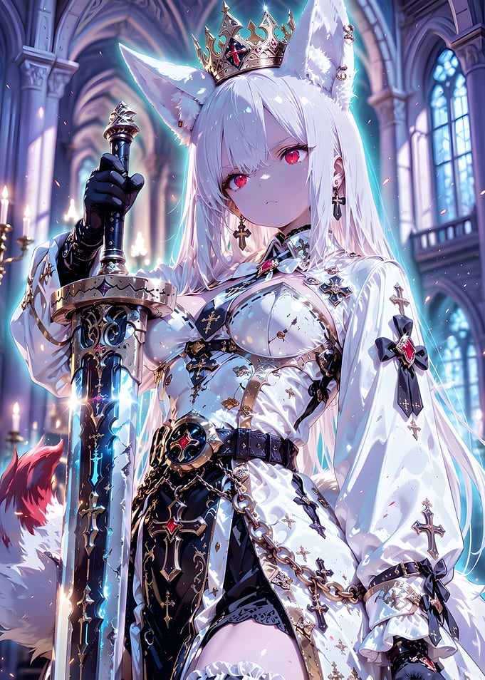 White-Haired Fox Girl Knight