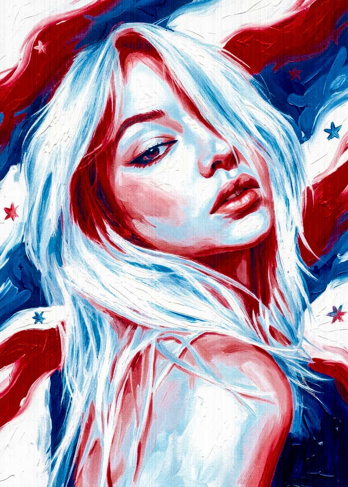 Patriotic Woman Portrait Painting